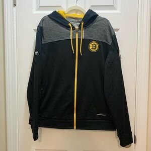 Men’s NHL Boston Bruins Majestic ThermaBase Full Zip Hoodie Sweatshirt XL Black